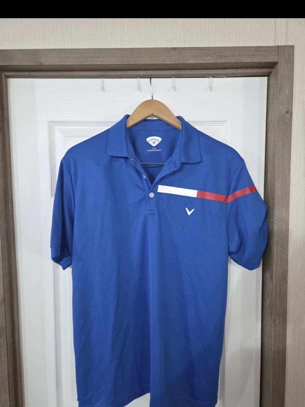 Callaway Men’s Blue Performance Polo with Red & White Accent